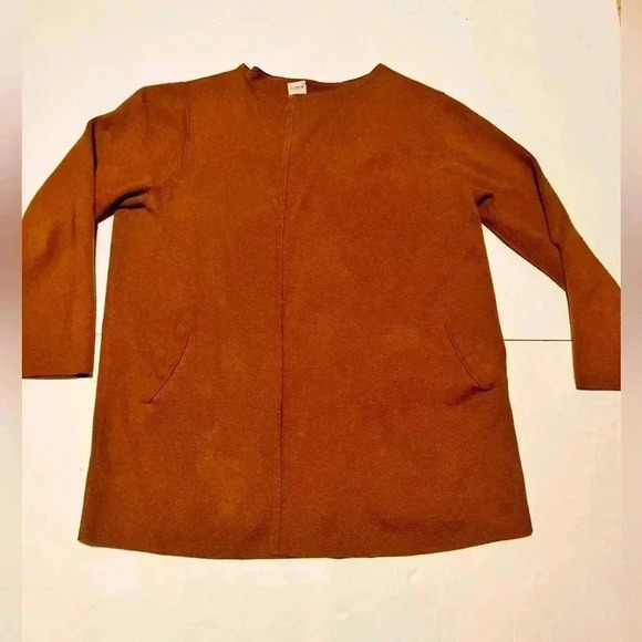 JCrew Factory Collarless sweater-blazer- Size XL Camel Brown - Picture 1 of 9